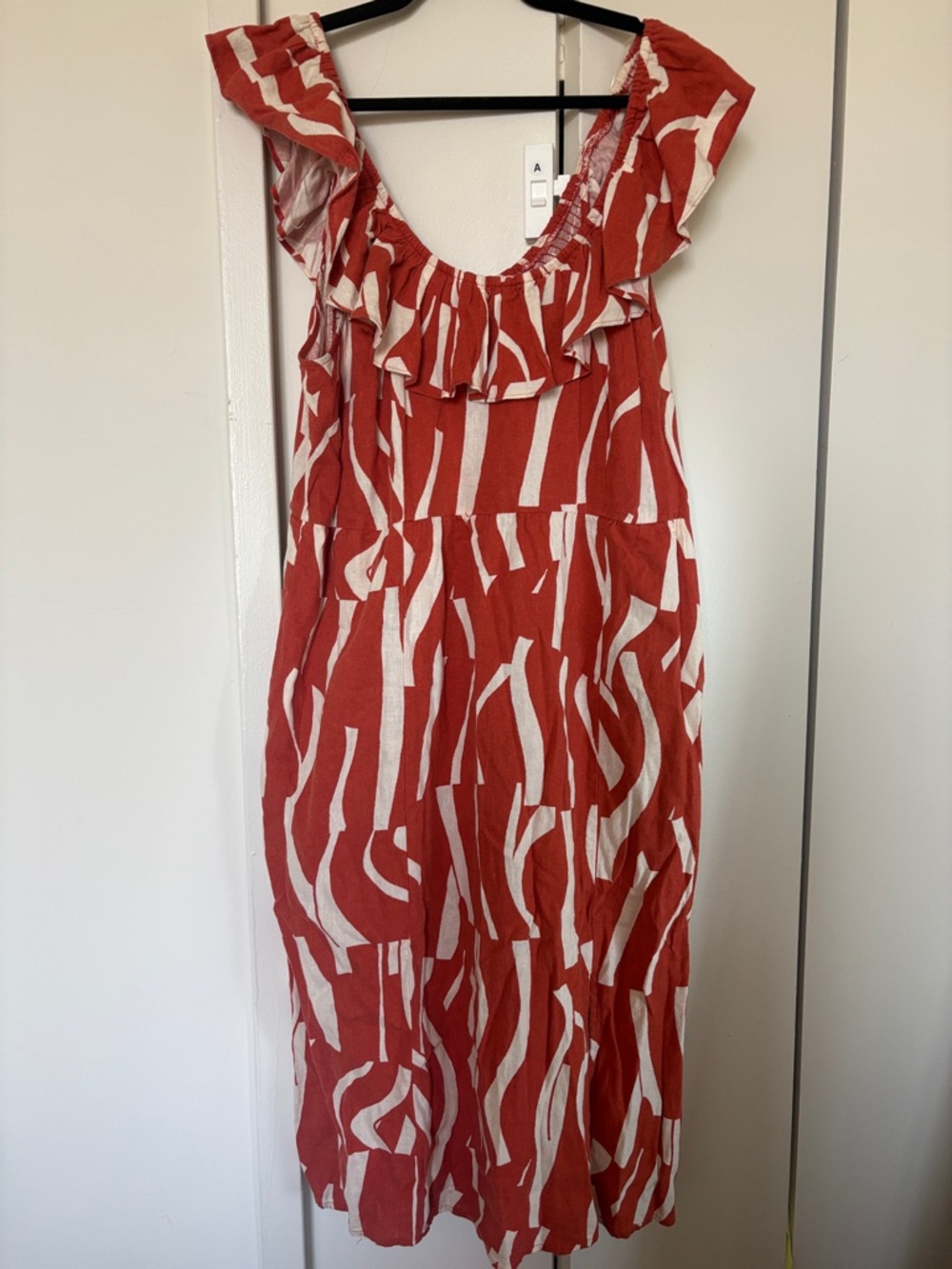 Ava & Viv Red and White Ruffle-Trim Maxi Dress